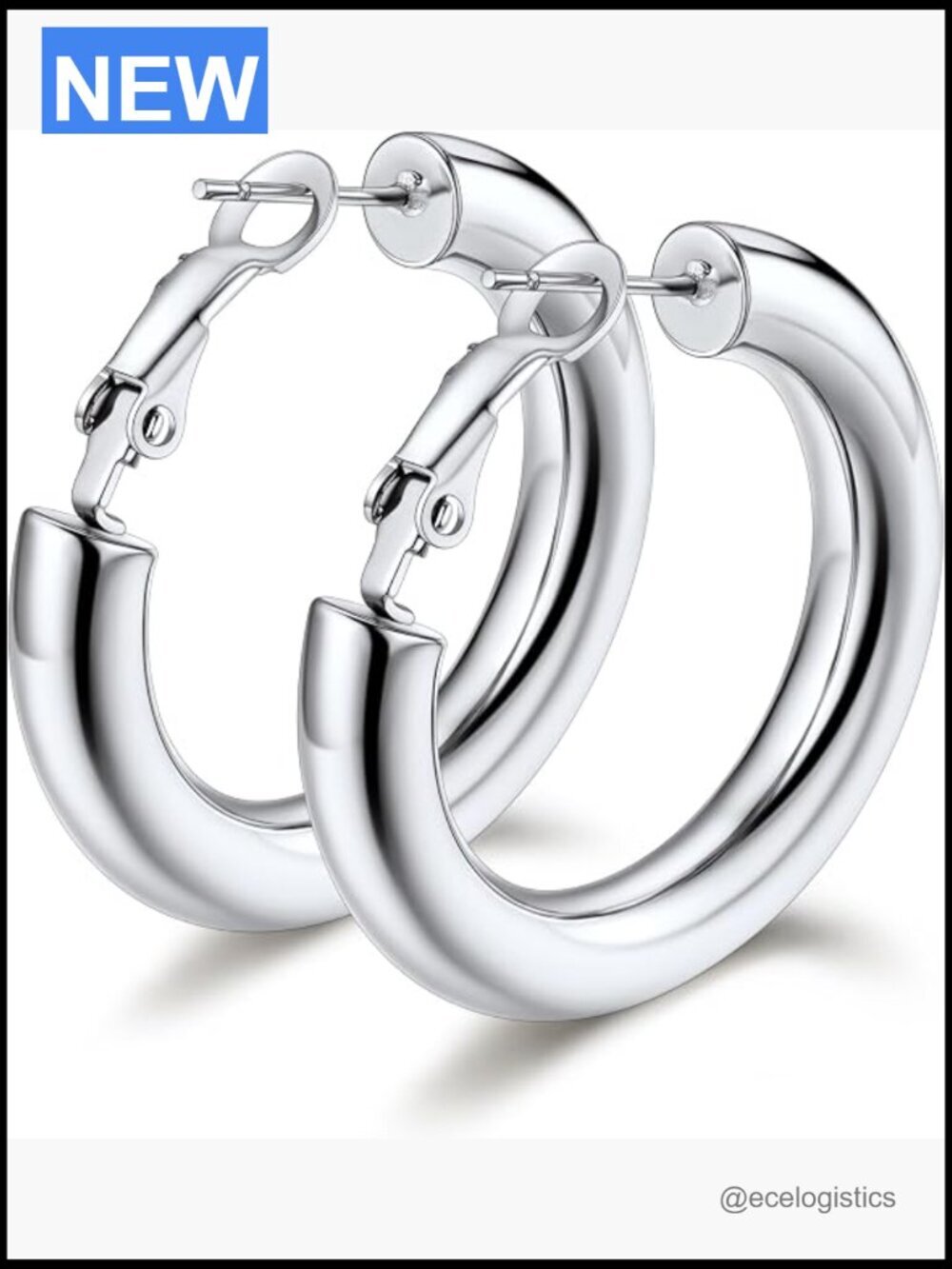Thick Hoop Earrings for Sensitive Ears 30-80mm Lightweight Chunky Earrings